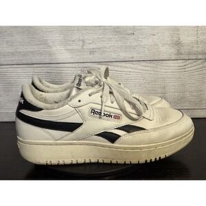 Reebok Classic Leather Sneakers Size 10 White Black Low Top Shoes